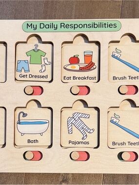Wooden Daily Chore and Routine Chart